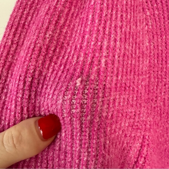 Free Press | Pink Puff Sleeve Crewneck Knit Sweater Size Medium - Picture 4 of 6